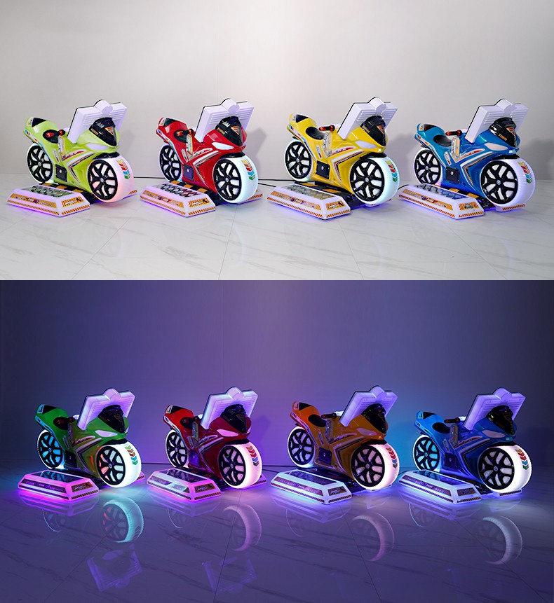 Electric Motorcycle Super Motor Video Game Machine with Swing at Amusement Game Center