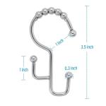 Double Shower Curtain Rings Stainless Steel Rustproof Metal Hooks for Bathroom