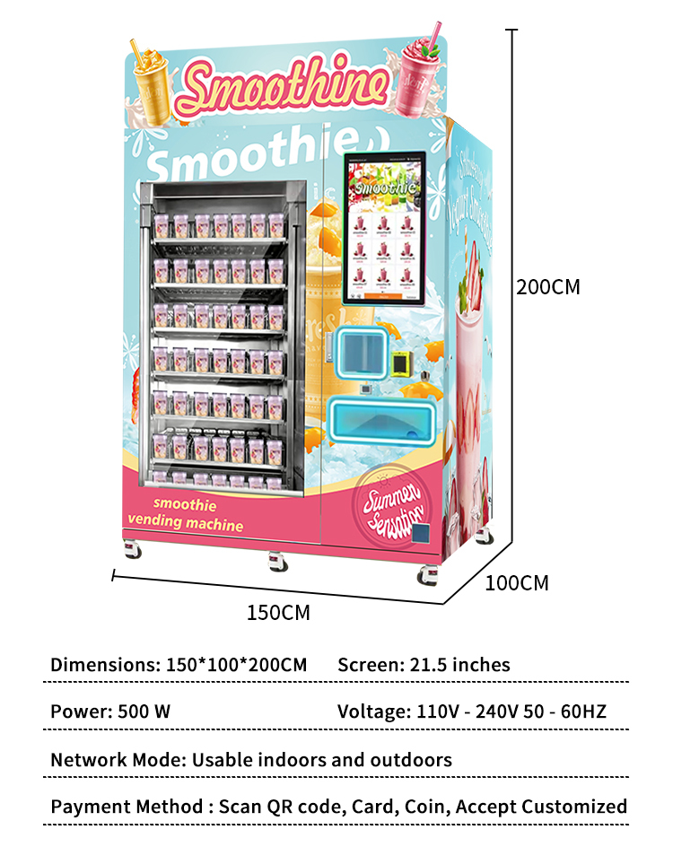 Caiyunjuan Commercial Classic Smoothie Vending Machine Fully Automatic Machine Frozen Drink Stylish Smoothie Machine