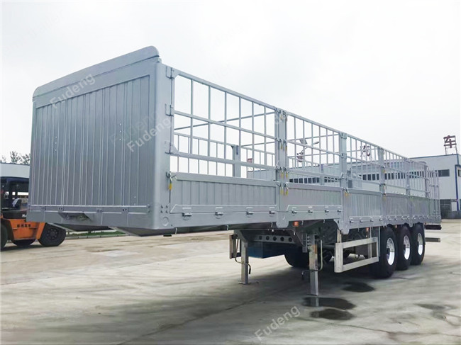 Three Axles Aluminum Livestock Trailers / Stake Bed Trailer With Four Main Beam
