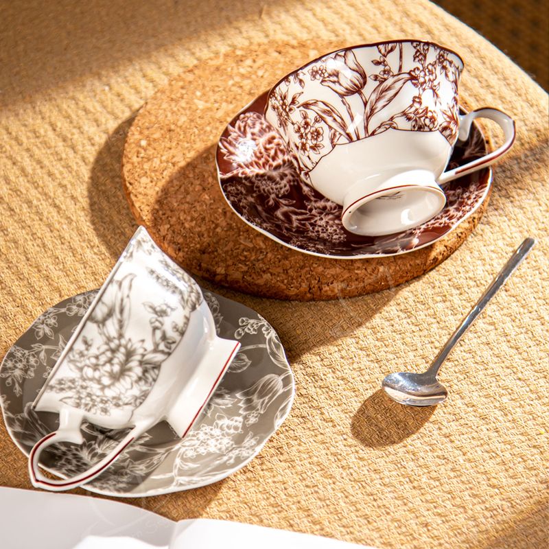 Flower Design Ceramic Valentine Gift Set For Girls 200 Ml Cup And Saucer With Gift Box
