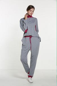 Quality Polyester Spandex Grey Long Sleeve Pajama Set wholesale