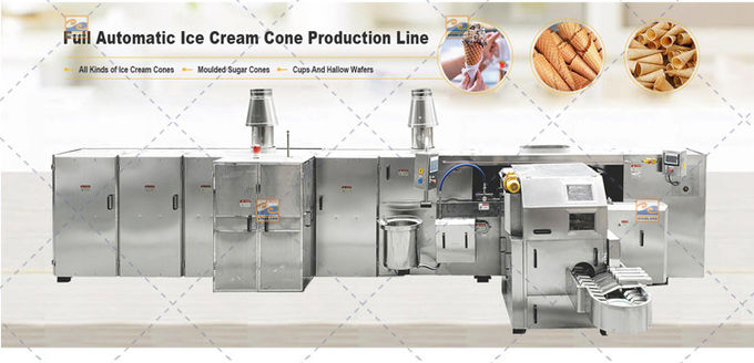 Less Gas Consumption Wafer Production Line Fully Automatic 6000 Standard Cones / Hour