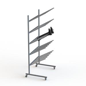 Quality 30 Pair Steel Mobile Chrome Hotel Display Stand KD Knockdown wholesale