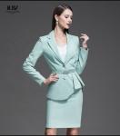 2021 Fashion Women's Slim Formal Office Skirt Suit with V-neck Collar and Full