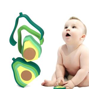 Quality Baby Building Play With Avocado Shape Montessori Toys Silicone Stacking Blocks wholesale