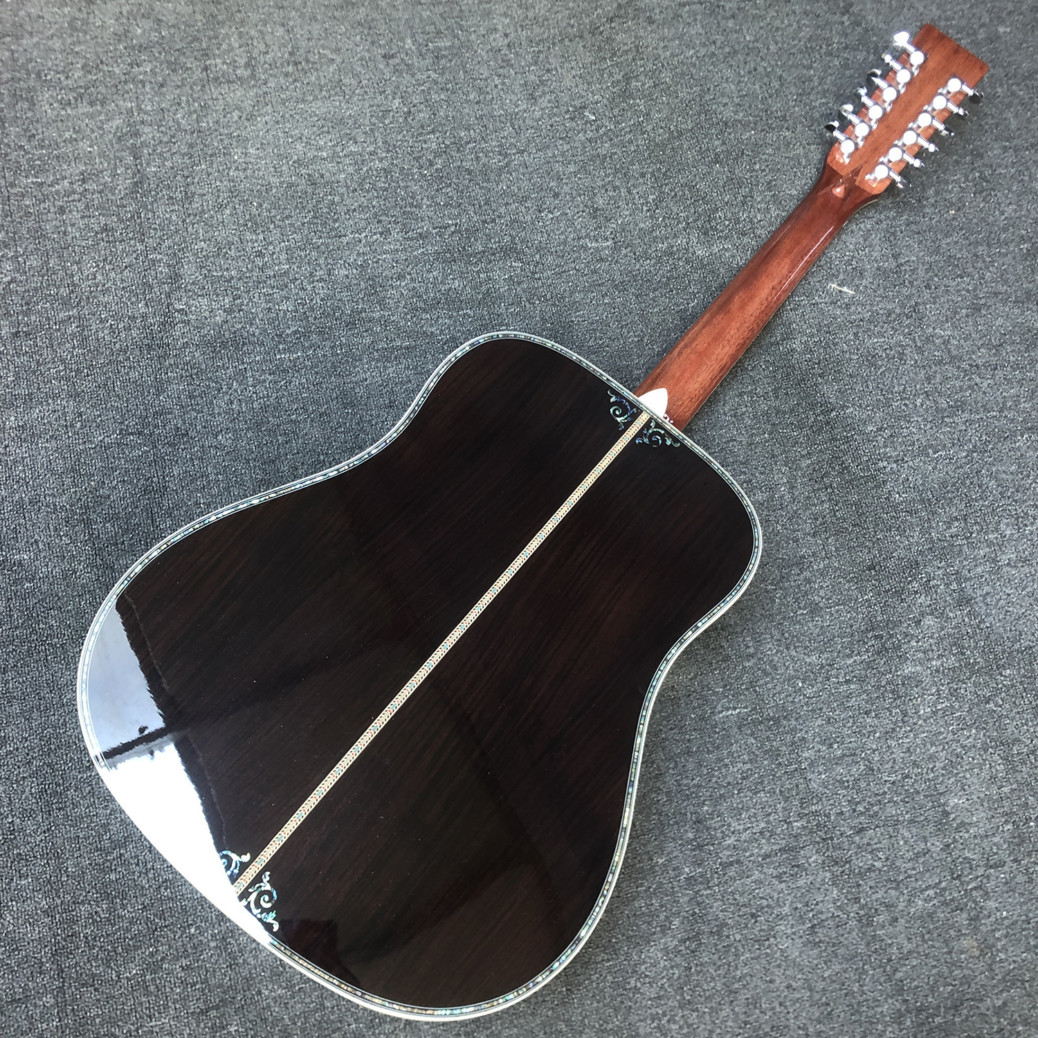 Custom 12 Strings Solid Spruce Top 41 Inch Dreadnought Deluxe Abalone Binding Acoustic Guitar Umbrella Logo on Headstock