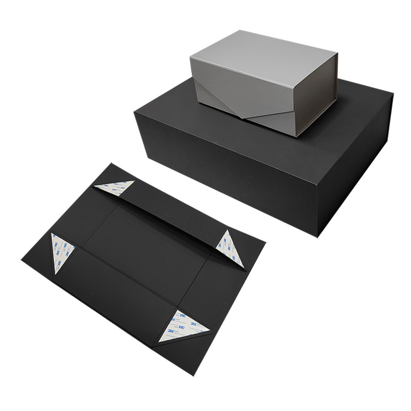 Customized Logo Design Black Rigid Flat Cardboard Magnetic Folding Cajas Regalo For Cosmetics Gift Packaging