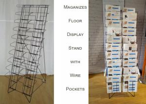Quality Floding Black Metal Magazine Rack / 20 Pockets Wire Spinner Rack Display wholesale