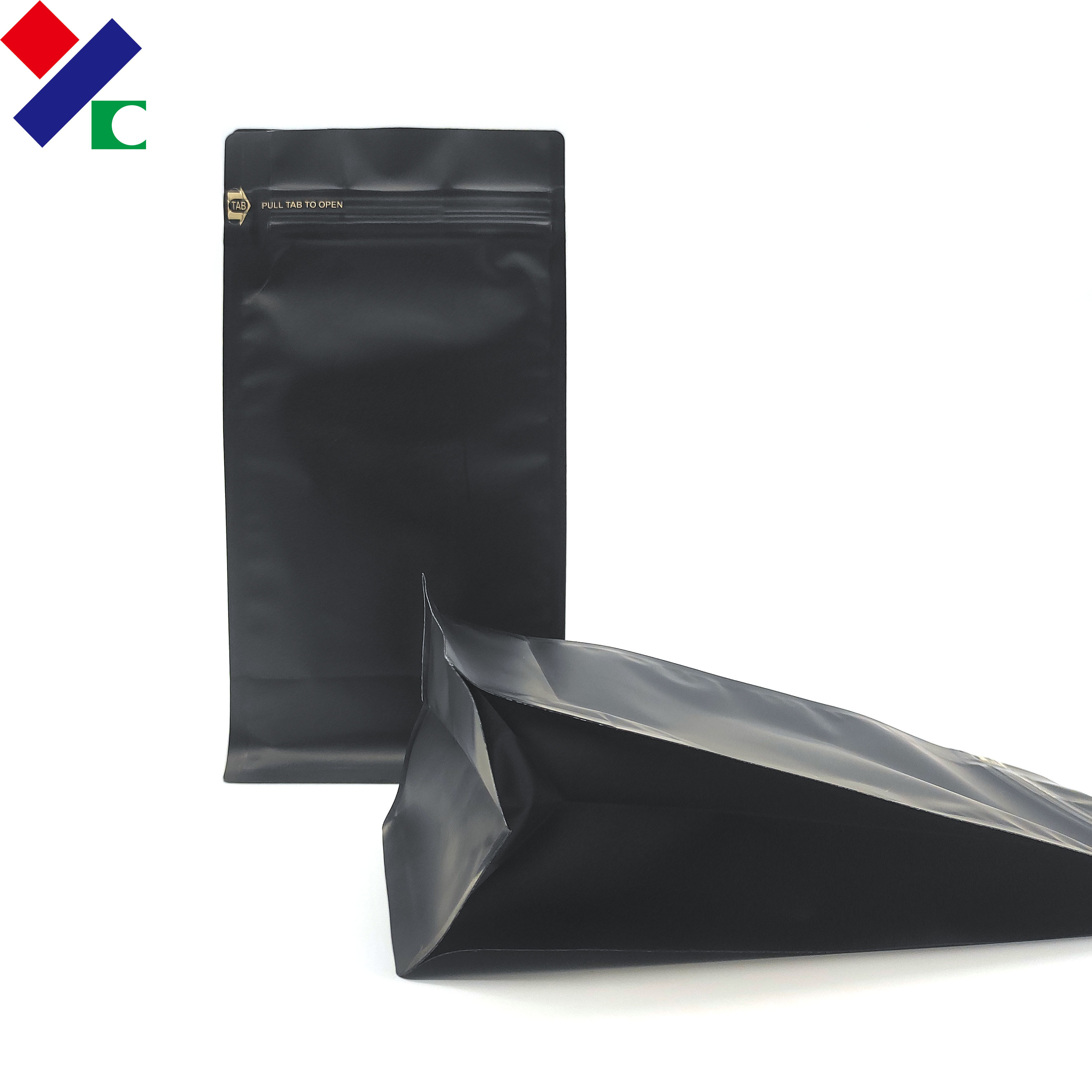250g Flat Bottom Front Zipper Kraft Paper Coffee Bag With Valve 100 Micron
