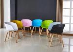 Nordic Wooden Leg Plastic Chair PP Seat Plastic Dining Armchair
