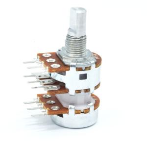 Quality Vertical 5k Audio Taper Potentiometer 16mm Double Gang Potentiometer wholesale