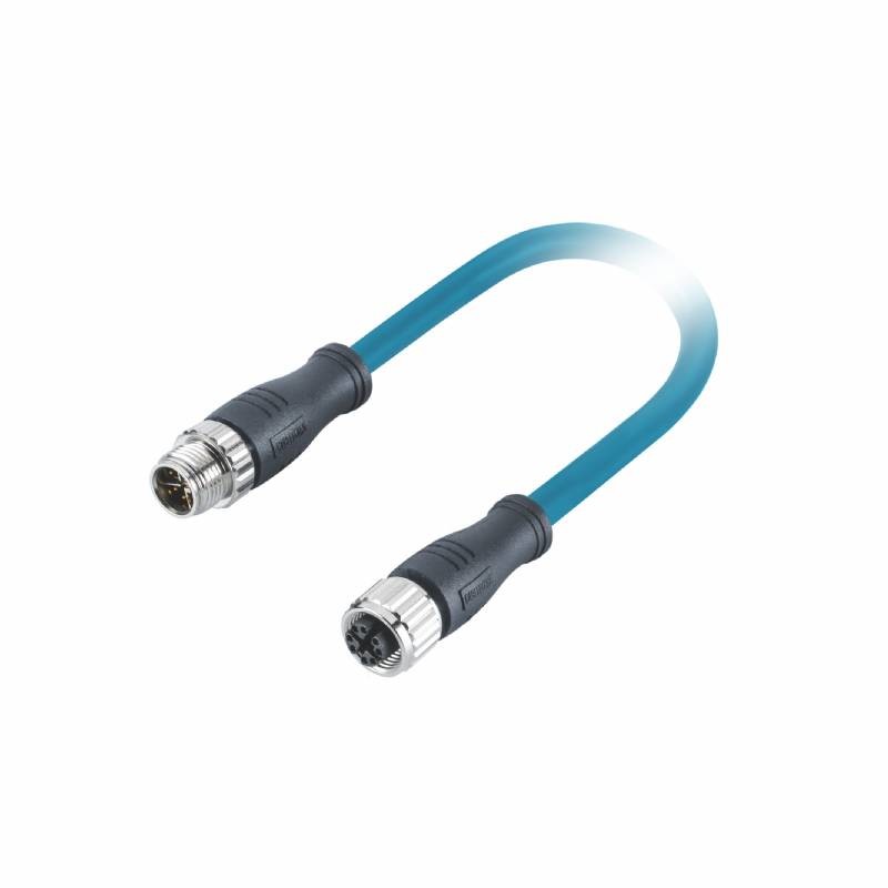 16a / 63v M12 L Code Connector 4 Pin+Pe Male To Female Molded 1m Pvc 5x16awg Shielded Power Cable