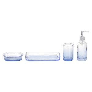 Quality Ombre Blue Glass Bath Accessories Set For Home Hotel Bubble Effect wholesale