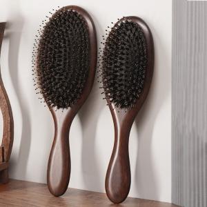Quality Black Sandalwood And Natural Wood Boar Bristle Hair Brush For Massage wholesale