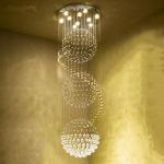 Modern Long LED Spiral Living Crystal Chandeliers Lighting Indoor crystal light
