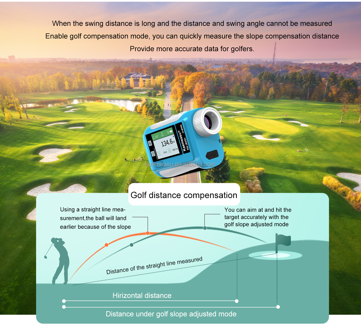 J Upgraded LCD Screen Golf Sport Laser Range Finder 1500m Optical Instruments Hunting Diastimeter Magnification 6.5X Blue