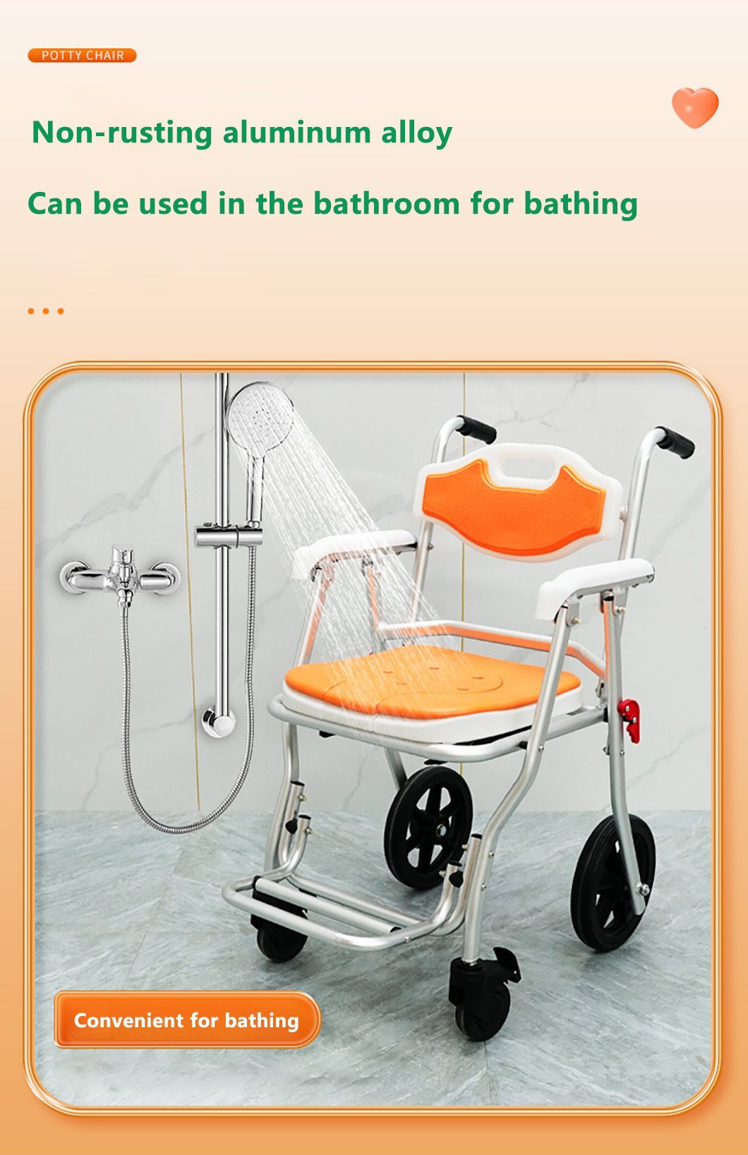 Medical Used Manual Wheelchair Lightweight Folding Commode Chair for Elderly and Disabled People