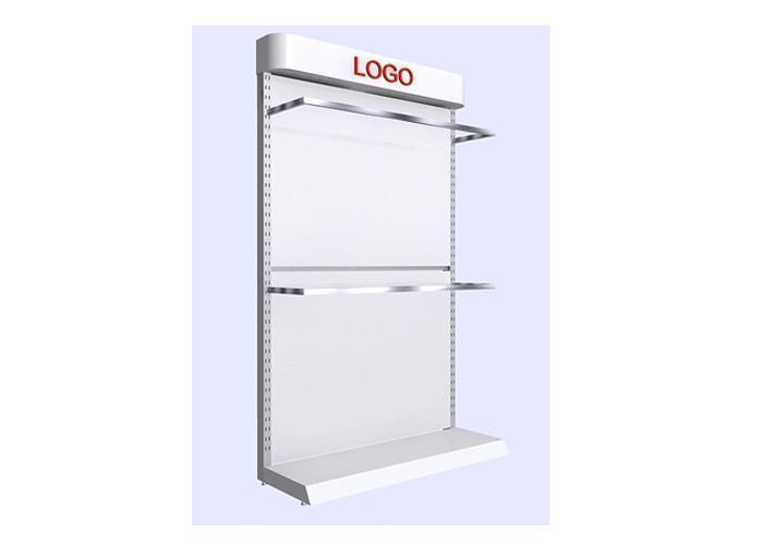 Commercial Retail White Shelving Unit , Simple Style Wall Display Case For Supermarket