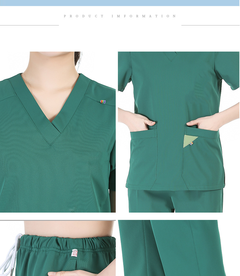 Deep Green Nurses Scrub Set Uniform Arrivals Design Pictures for Fashionable Jogger Nurses