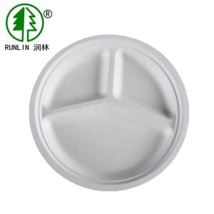 Quality Biodegradable disposable sugarcane fiber 3 compartments divided food tray wholesale