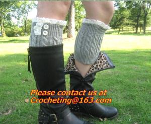 Quality Fashion winter accessories knitted leg warmers crochet girls boot socks gaiter wool wholesale