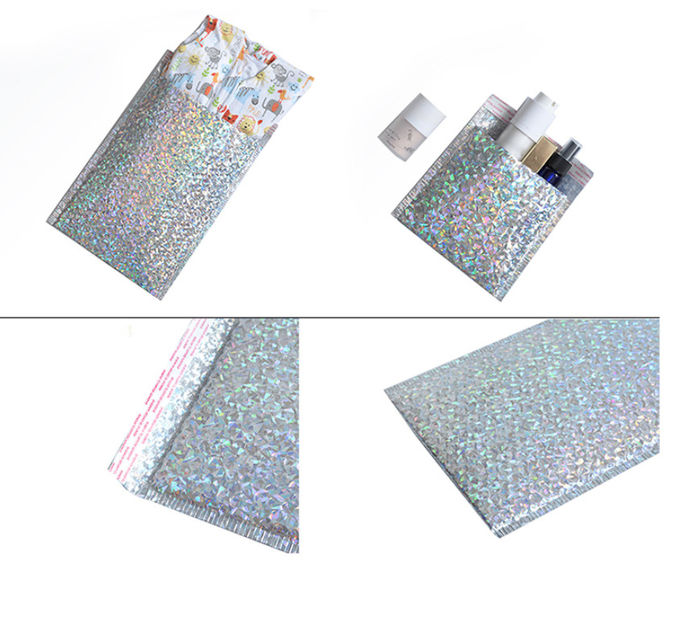 VMPET Surface Decorative Holographic Bubble Mailers Custom Printing