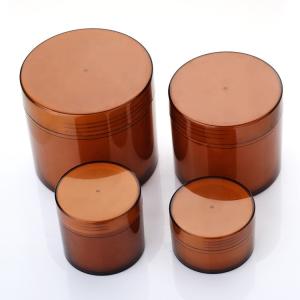Quality Plastic Empty 4 Oz Cosmetic Jars With Lids Amber Color Wide Mouth wholesale