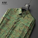 Autumn Casual Shirts For Men All Over Digital Print Floral Chain Viscose Long