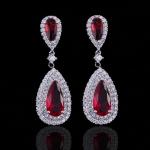 Fashion earring jewelry CZ crystal water drop gold plated tear drop bridal
