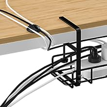 Under Desk Wire Management with Custom Size Hook Type Cable Management Compartment