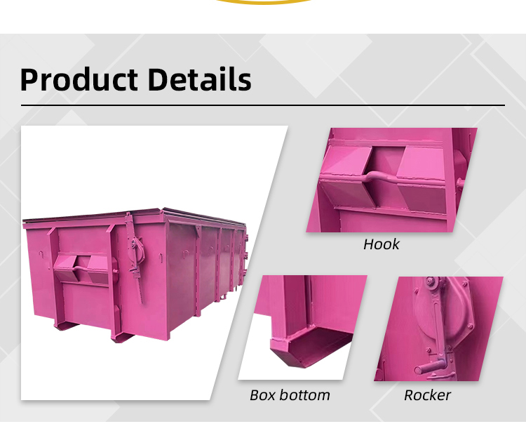 Carbon Steel Hook Lift Bin Industrial Roll On Roll Off Skip Outdoor Truck Scrap Containers