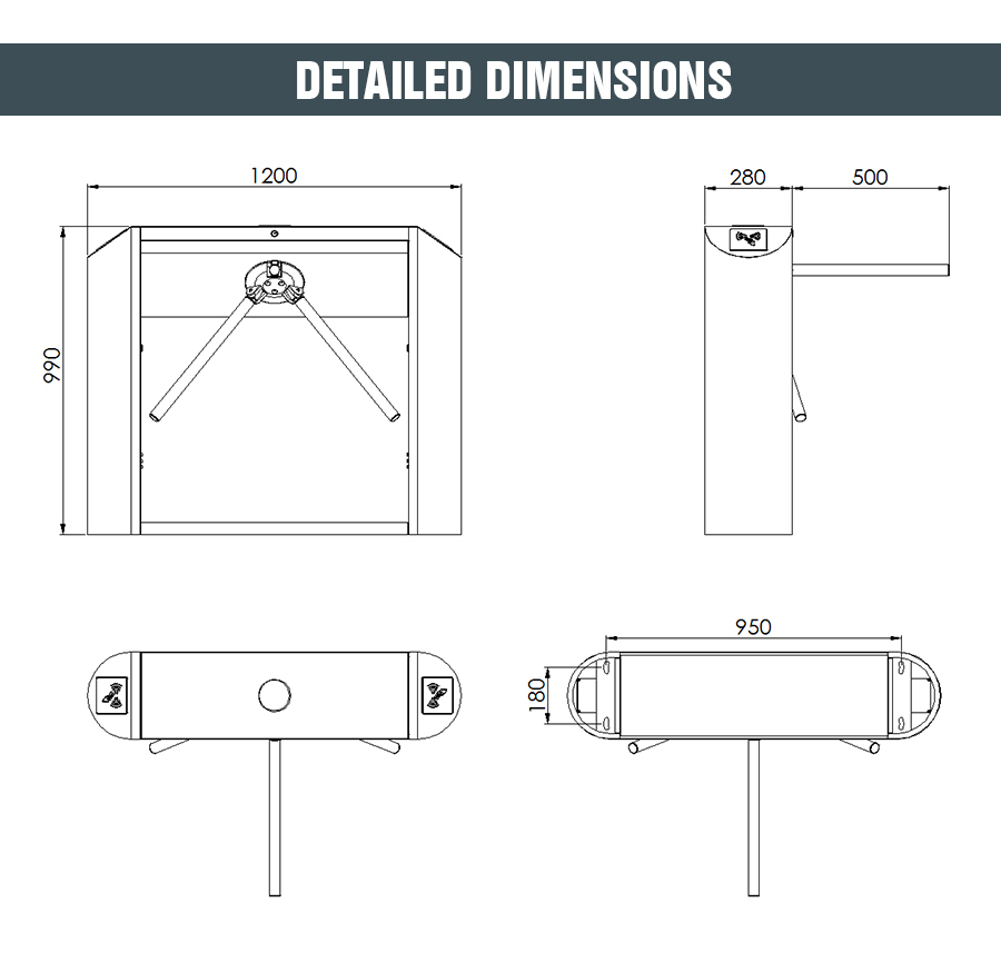 HCW Fingerprint Tripod Turnstile Gate Automatic RS485 Communication Interface