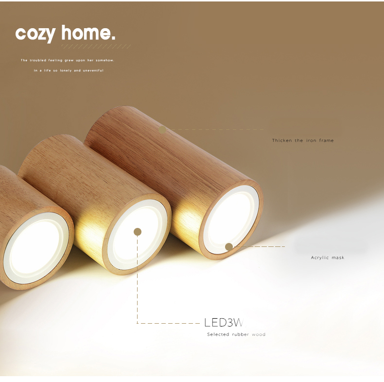 Nordic style round and square solid wood corridor led ceiling light living room Aisle wood led down light(WH-WA-57)