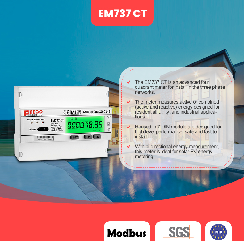 Measuring Energy Range of 0-999999 Three Phase Bidirectional Energy Meter
