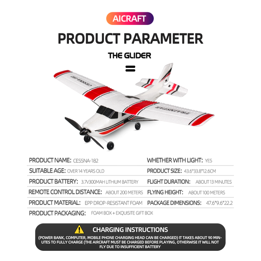 2.4g 2ch Outdoor Sport RC Flying Toys Electric Airplane Toys Remote Control Glider Plane for Children's Entertainment