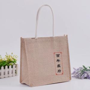 Quality Heavy Canvas Grocery Jute Tote Bags With Leather Handles Wash In Cold Water wholesale
