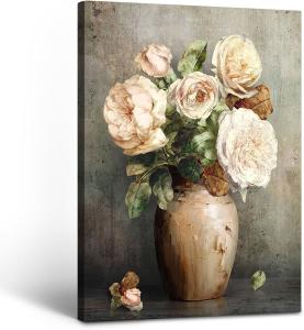 Quality Vintage Peony Canvas Wall Art Floral Decor Painting for Rustic Home Decor wholesale