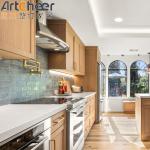 Modern Kitchen Design 2023 Wood Island With Glass Top And Plywood Carcase
