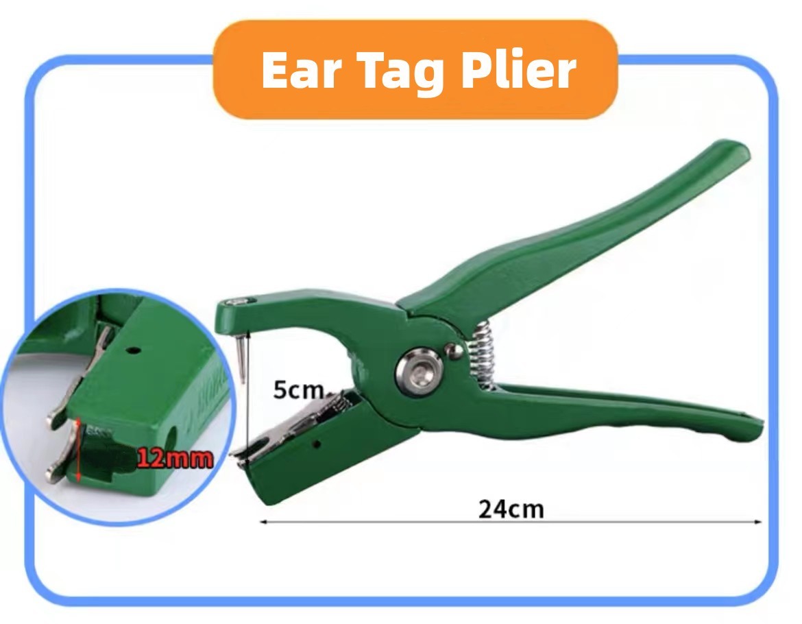 Green Goat Sheep Cattle Ear Marking Pliers Alloy Steel Anti Rust