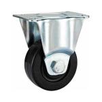 medium duty 4" rigid black rubber caster, soft rubber castor fixed