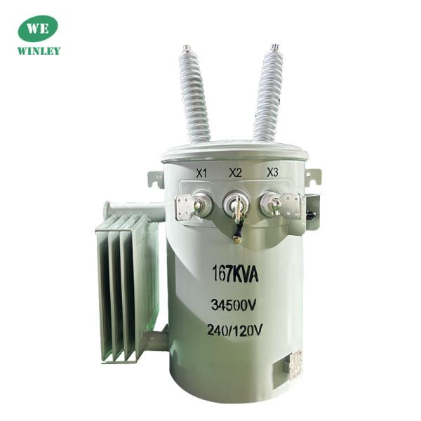 167Kva Single Phase Pole Mounted Transformer Oil Immersed 34.5KV To 240V ANSI