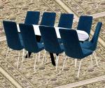 1.9 Meter Ceramic Top Dining Table , Horsebelly Glass Extension Dining Table