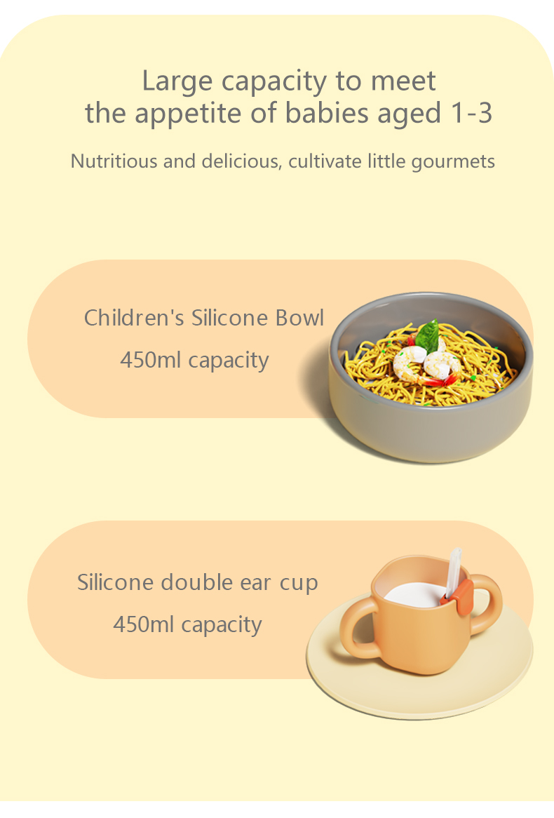 Toddler Silicone Tableware Set Customized Logo Microwave Steamable Newborn Feeding Set