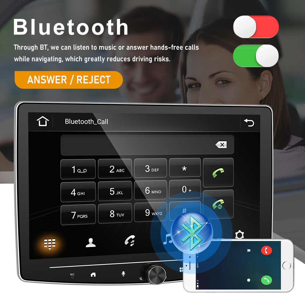 GPS Car Central Control Navigation with 10.1 Inches Android 11 Car Stereo and 2GB RAM