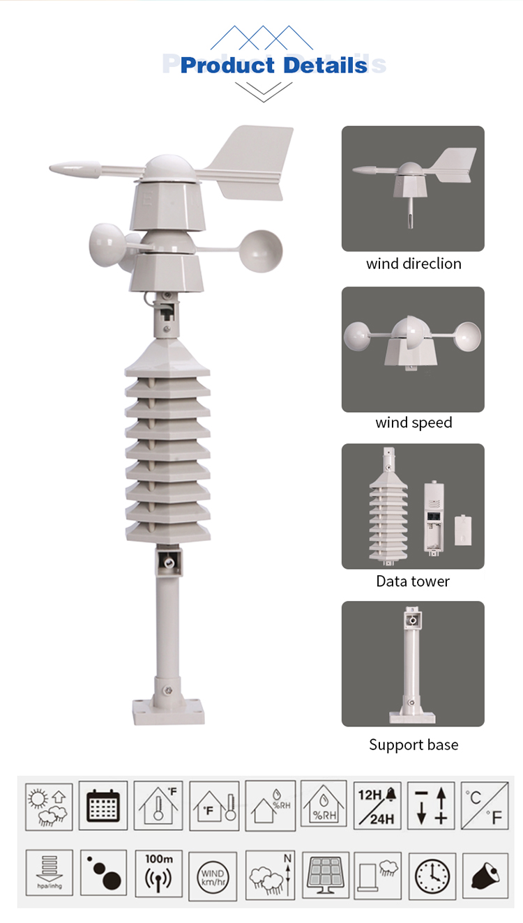 433mhz Professional Weather Station For Wind Direction Speed Temperature And Humidity