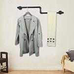 Black Single Rail Garment Rack for Wall Mounting Industrial Pipe Clothing