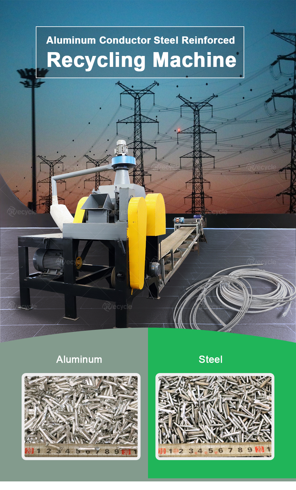 Waste ACSR Recycling Machine High Separation Rate 1 Year Warranty
