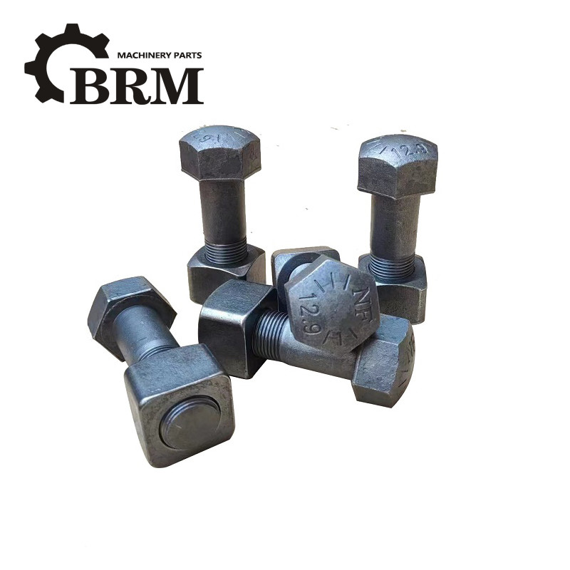 Heavy Duty Excavator Track Bolts Black Finish Plow Bolts And Nuts