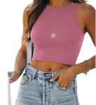 Low Moq Manufacturer Women'S High Waist Sleeveless Crew Neck Racer Top S-XL 100%